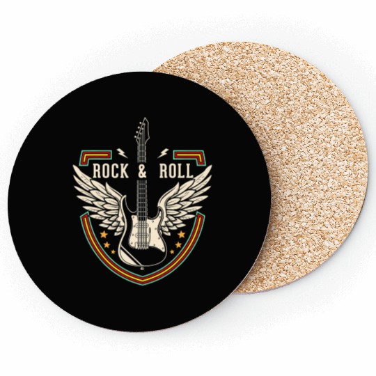 Rock and Roll Music Lover Guitar Wings Coasters
