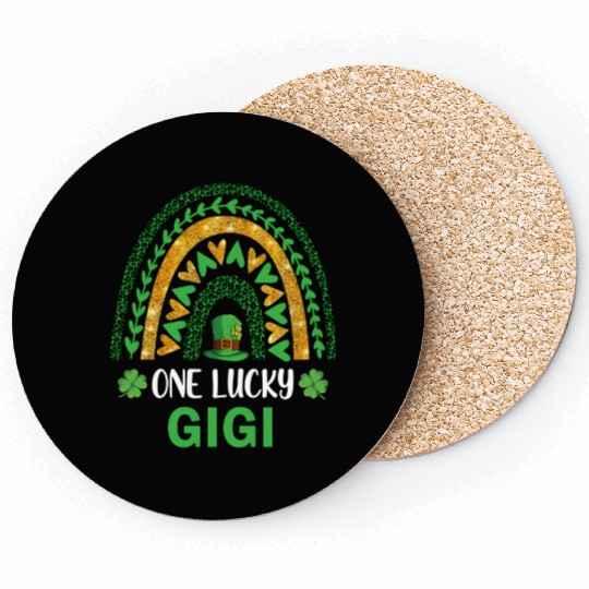 One Lucky Gigi St Patric Day Shamrock Rainbow Coasters
