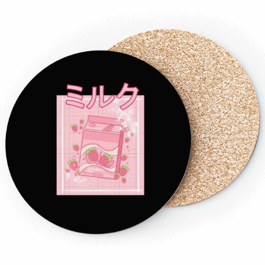 90S Japanese aii Strawberry Milk Shake Carton Coasters