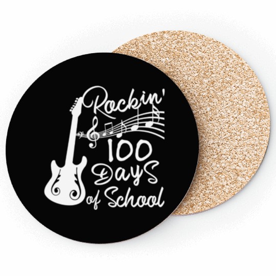 Rockin' 100 Days Of School Guitar Music 100th Day Coasters