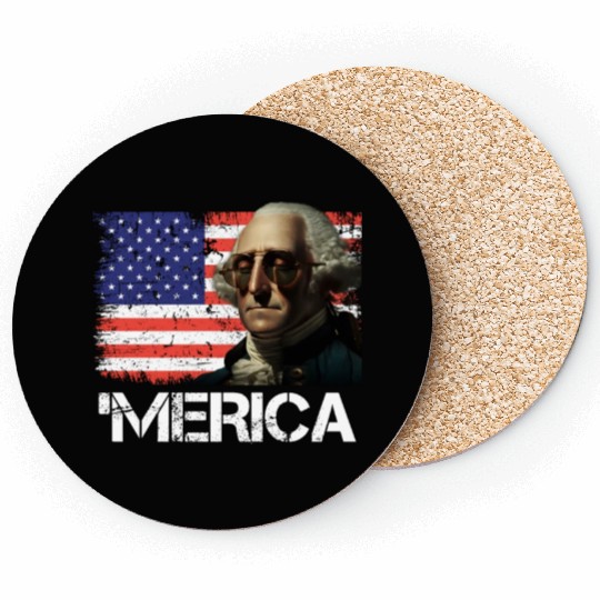 Merica George Washington Independence Day USA Coasters