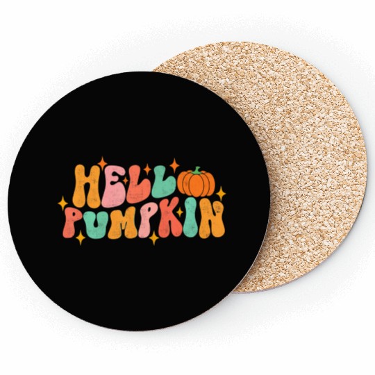 Hello Pumpkin Autumn Leaves Fall Thanksgiving Coasters