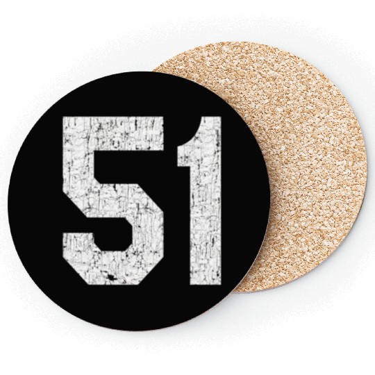 Jersey Uniform Number 51 Athletic Style Sports Coasters