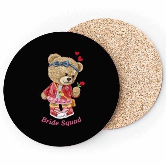 Bride Squad cute bear Coasters