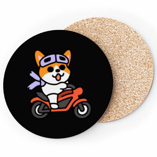 Biker Corgi Dog Lover Welsh Coasters