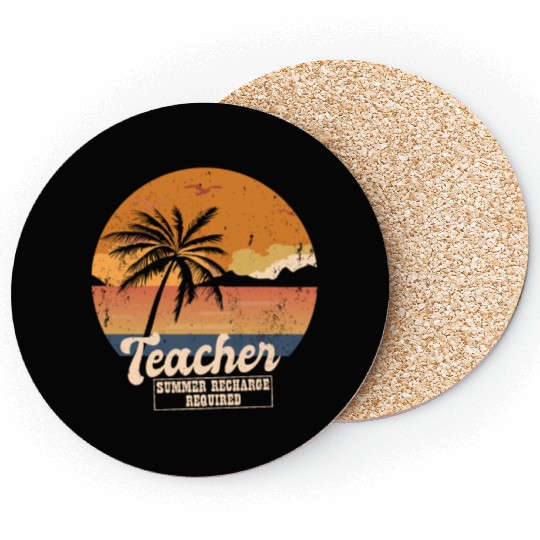 Funny Last Day Of School Teacher Summer Recharge Coasters