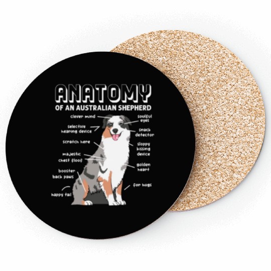 Anatomy of An Australian Shepherd Coasters