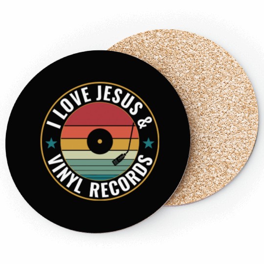 I Love Jesus And Vinyl Records Funny Vinyl Lover Coasters