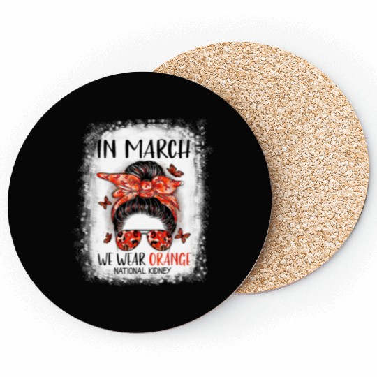 Bleached In March We Wear Orange National Ney Coasters