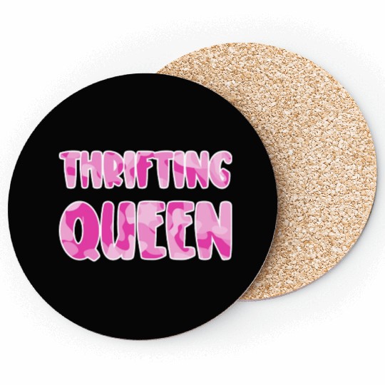 Thrifting Queen pink camo Coasters