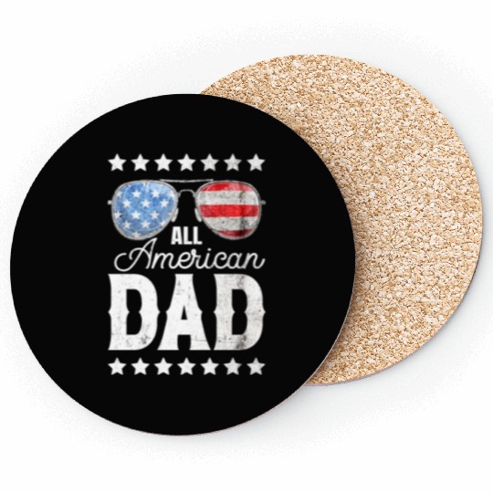 All American Dad 4th of July Father's Day Sunglass Coasters