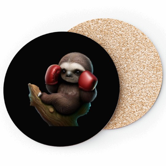 Boxing sloth on tree Coasters