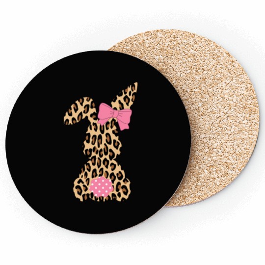 Easter Leopard Plaid Buffalo Rabbit Easter Day Coasters