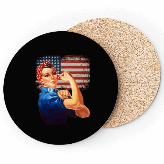 Rosie The Riveter American Flag Usa Rosie The Coasters
