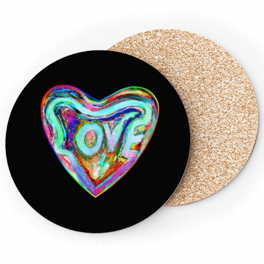 Psychedelic Pride Rainbow Love Heart Coasters