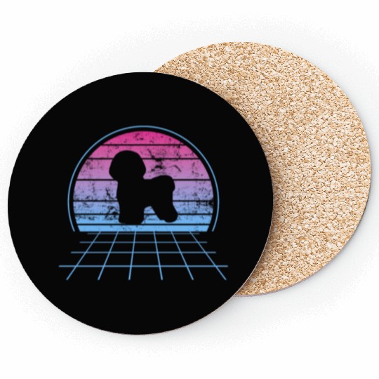 Bichon Frise Silhouette Retro Vintage Coasters