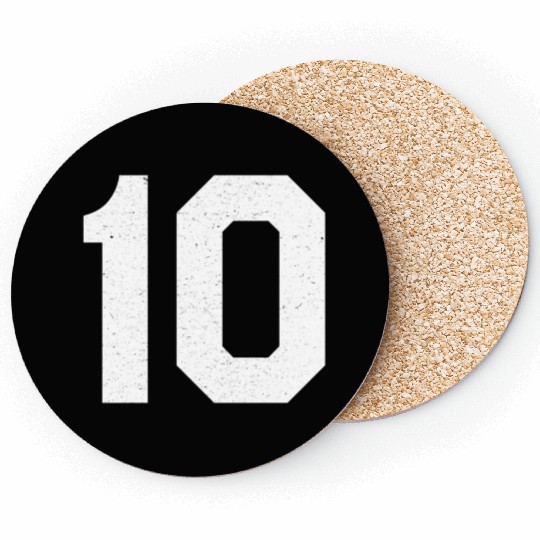 Jersey Number 10 Ten Athletic Sports Coasters
