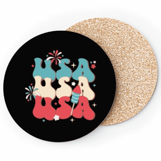 USA And Fireworks, Independence Day Coasters