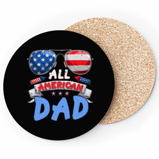 All American Dad US Patriots Fathers America Party Coasters