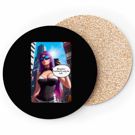 Cyberpunk Waifu Influencer Design 5 Coasters