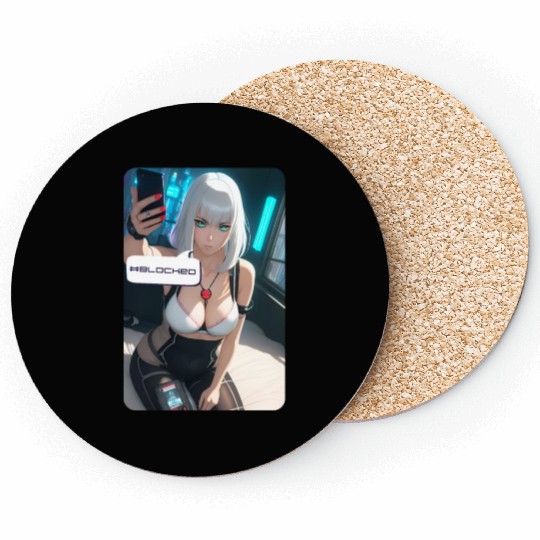 Cyberpunk Waifu Influencer Design 1 Coasters