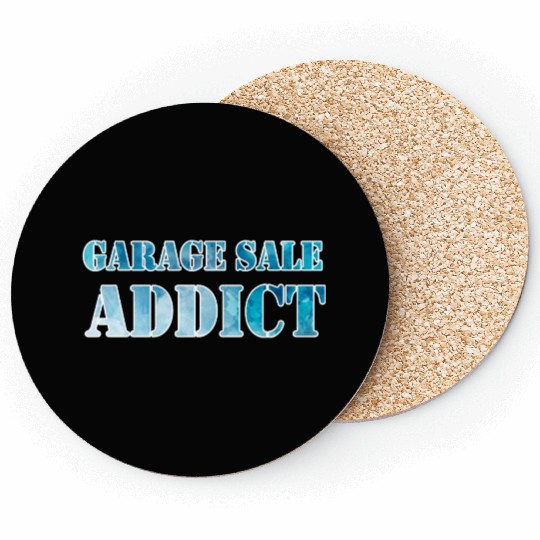 Garage Sale Addict blue watercolor Coasters