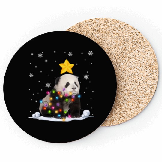 Panda Bear Animals Tree Lights Coasters