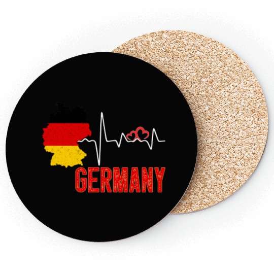 Germany Flag Map Heartbeat For German Pride Coasters