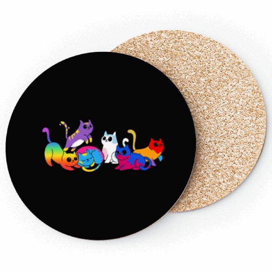 Pride Kittens LGBTQIA+ Cats Colorful Cat Coasters