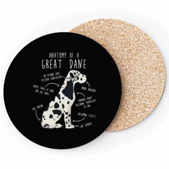 Harlequin Great Dane Dog Anatomy Coasters