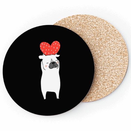 Dog With Heart Happy Valentine Funny Print Dog Wit Coasters