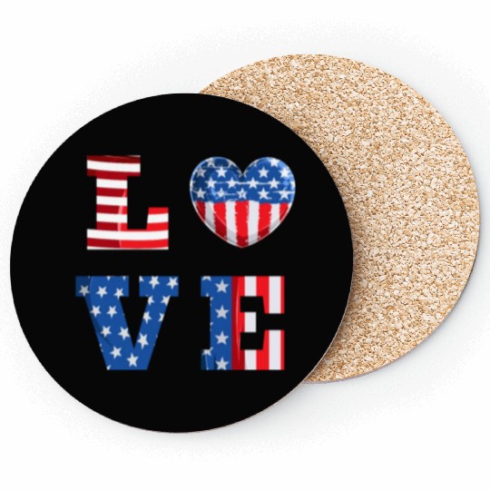 LOVE America Independence Day USA Patriots Coasters
