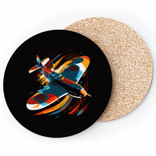 Spitfire Airplane Pilot Aviator Military Warbirds Coasters