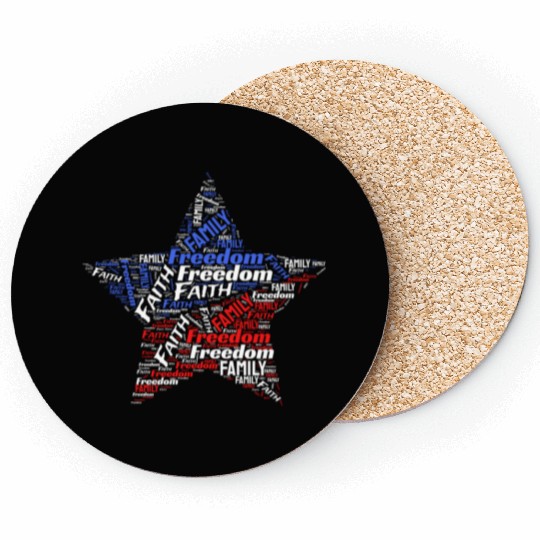 Faith Freedom Family Embrace Patriotic Unity USA Coasters