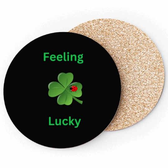 Feeling Lucky with a 4 leaf clover and a ladybug Coasters