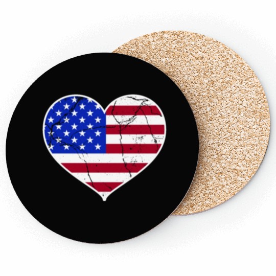 Love America Flag Independence Day USA Patriots Coasters
