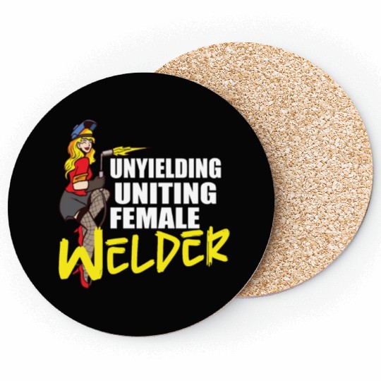 Female Welder Funny Welding Mechanic Forge Coasters