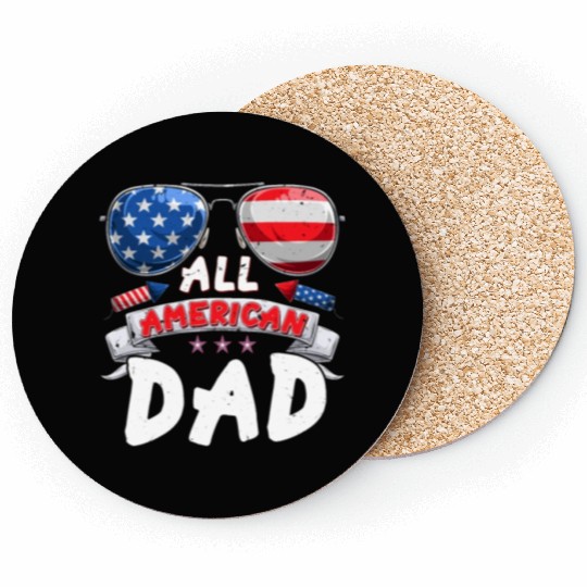 All American Dad US Patriots Fathers America Party Coasters