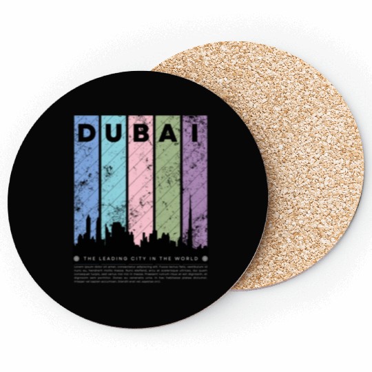 Black Colorful Dubai The Leading City in the World Coasters