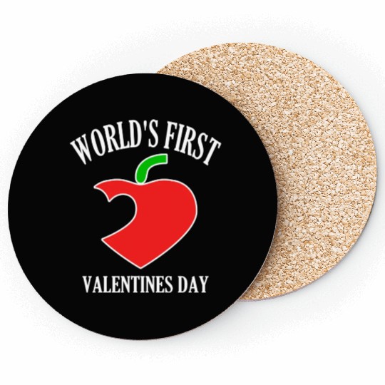 Funny Worlds First Valentines Day 80s nostalgia Coasters