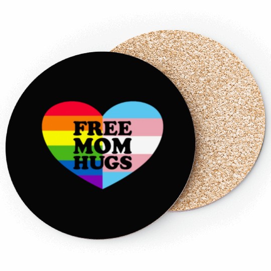Free Mom Hugs Gay Pride Trans Flag LGBTQ Free Hugs Coasters