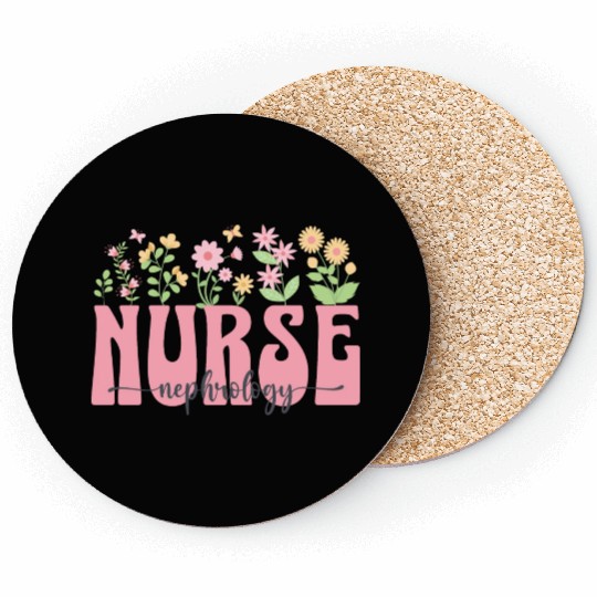 Groovy Nephrology Nurse Flowers Design Coasters