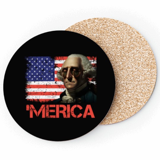 Merica George Washington Independence Day USA Coasters