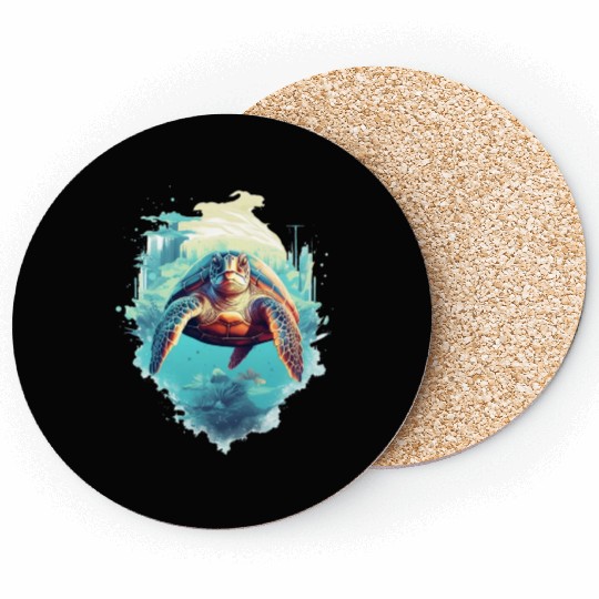 Serene Underwater Turtle Coasters