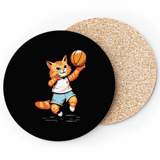 Basketball Cat Basketball Player I Love Basketball Coasters
