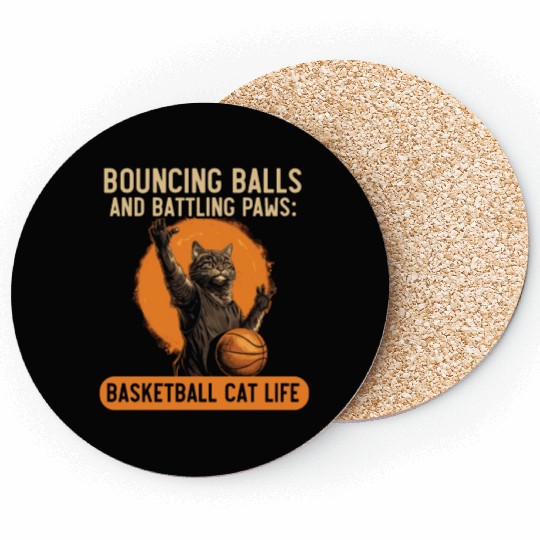 Basketball Cat Basketball Player I Love Basketball Coasters