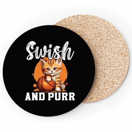 Basketball Cat Basketball Player I Love Basketball Coasters