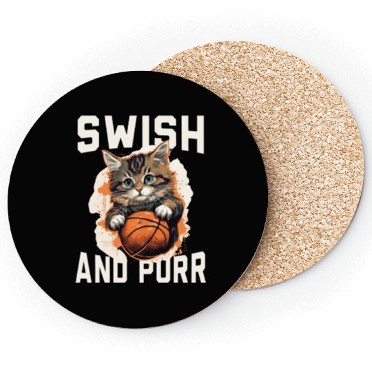 Basketball Cat Basketball Player I Love Basketball Coasters