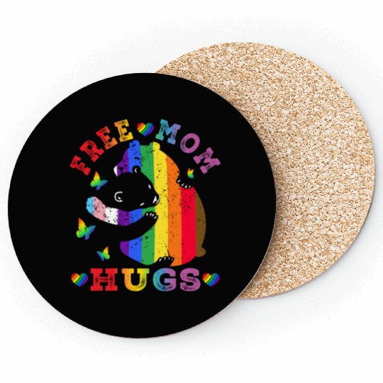 Gay LGBT Pride Mama Bear For Women Free Mom Hugs Coasters