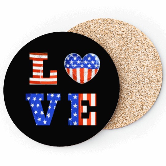 LOVE America Independence Day USA Patriots Coasters